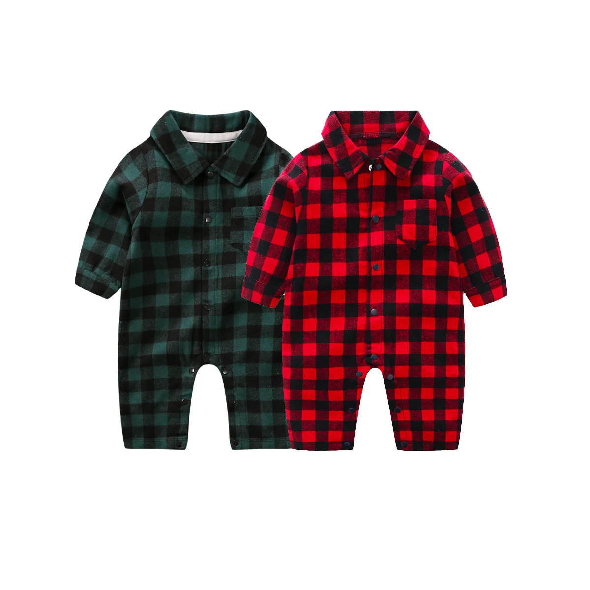Yierying New Baby Boy Plaid Romper Long 100 Cotton Long Sleeve Infant