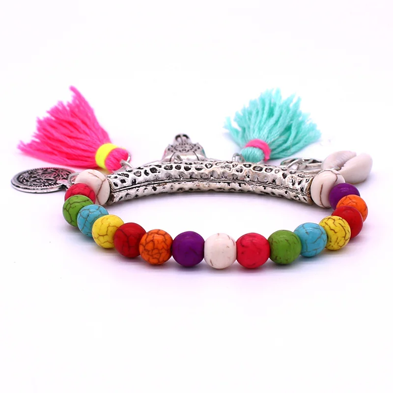 Модный браслет с бусинами в виде ракушки Niutou Peace Circle Tassel браслет и браслеты для женщин богемные очаровательные наручные Ювелирные изделия Подарки