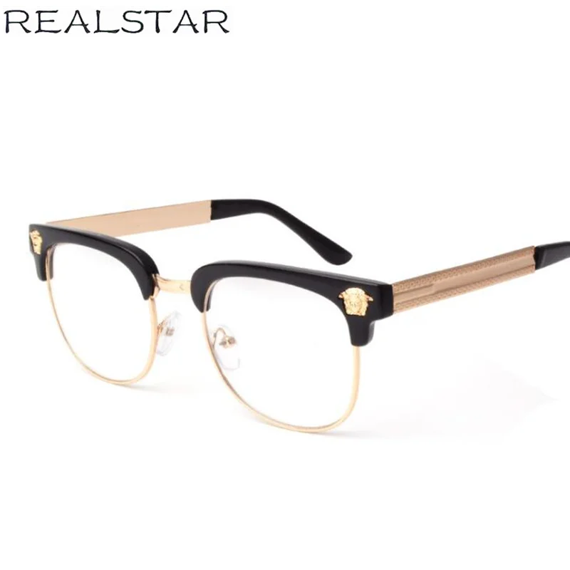 REALSTAR полуоправы модные брендовые солнцезащитные очки для мужчин и женщин металлическая голова с голотипом роскошные дизайнерские солнцезащитные очки винтажные очки Oculos S592