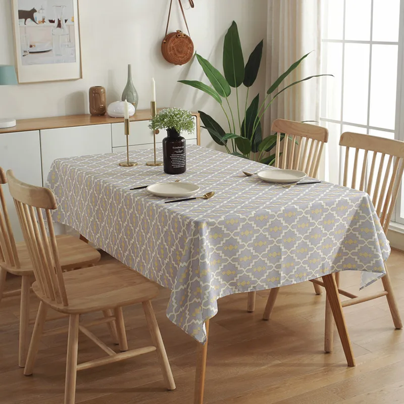 

Waterproof tablecloth ins wind diamond printing tablecloth cover cloth contrast rectangular household tablecloth cover cloth