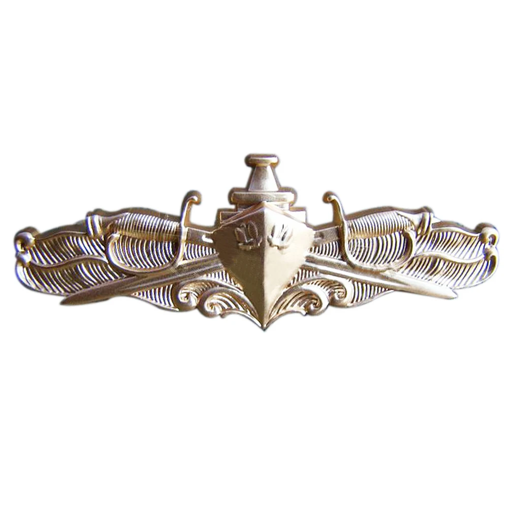 

US NAVY OFFICER'S SURFACE WARFARE FLEET CRUISE METAL PIN INSIGNIA BADGE GOLD