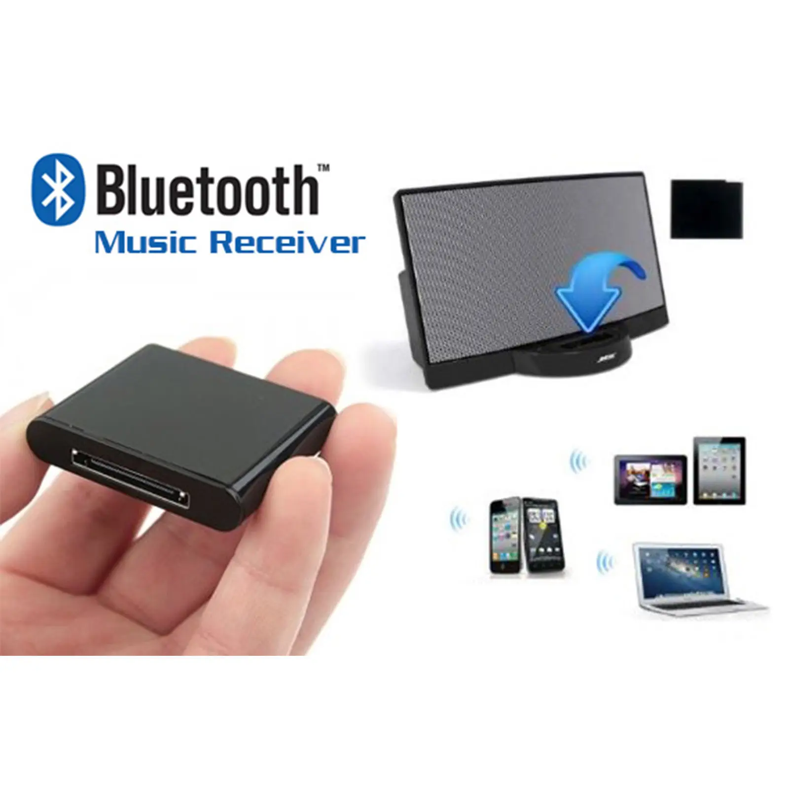 Bluetooth V2.0 A2DP музыкальный приемник адаптер для iPhone 30-основа заколки динамик для iPhone с 1 светодиодный динамик