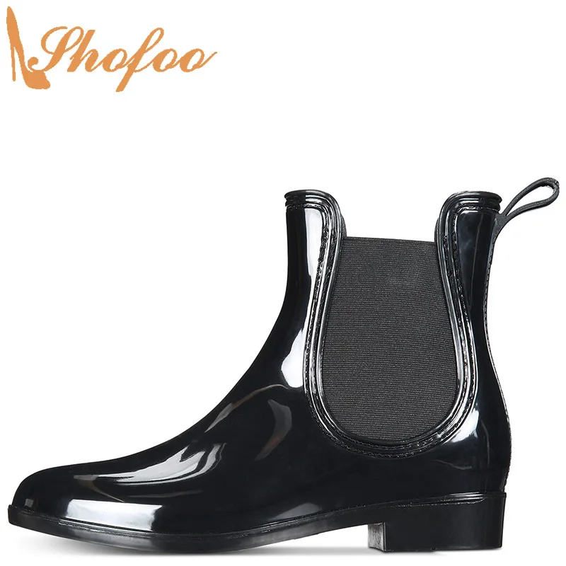 Женские ботильоны «Челси» на низком массивном каблуке с круглым носком; Цвет Черный; эластичные модные женские ботинки для зрелых женщин; б... Женские ботильоны «Челси» на низком массивном каблуке с круглым носком; Цвет Черный; эластичные модные женские ботинки для зрелых женщин; б...