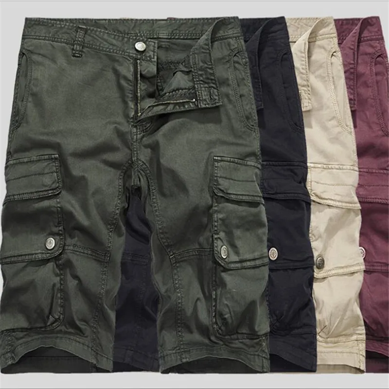 Мужские шорты-карго в стиле милитари летние армейские зеленые хлопковые шорты мужские свободные шорты с несколькими карманами мужские повседневные бермуды 38