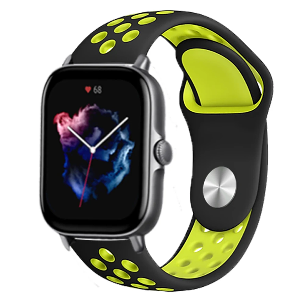 Силиконовый ремешок 20 мм/22 мм для Amazfit GTS/2/2e/GTS2 Mini/GTR 3/Pro 47 мм/GTR2/2e/stratos 2/3 спортивный