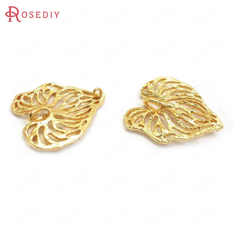 

(37014)8PCS 20x19MM 24K Gold Color Brass Tree Leaf Leaves Charms Pendants High Quality Jewelry Making Supplies