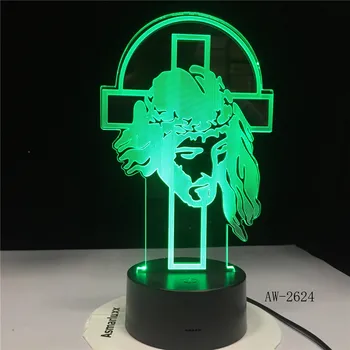

esus Christ Cross Usb 3d Led Night Light Shepherd Psalm Desk Crucifix Table Lamp Bedroom The Lord Is My Shepherd Tafellamp 2624