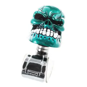 

Car Blue Skull Head Style Steering Wheel Knob Silver Tone Handle