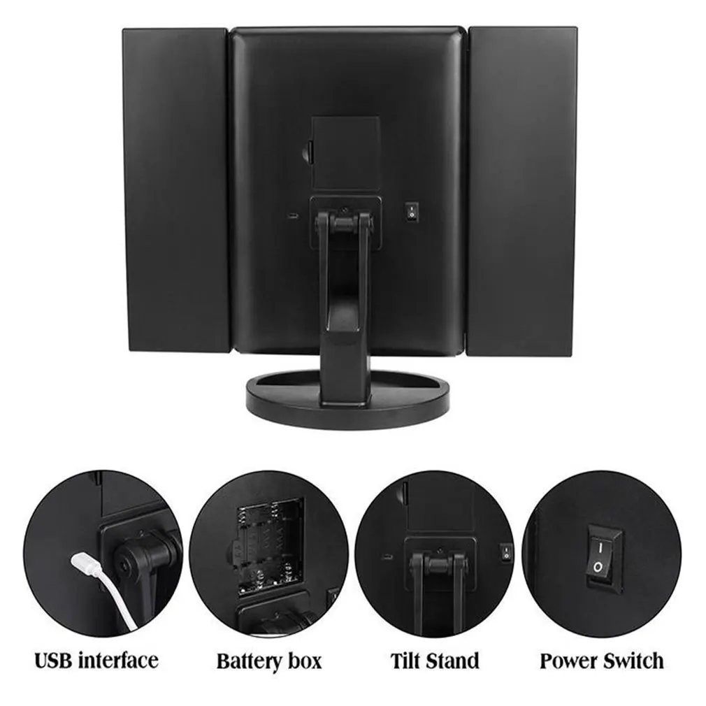 Espelho de Maquiagem Desktop com Dupla Led com 10x Ampliação Rotação Livre Espelho Portátil Durável Mod. 1211683 12 Espelho de maquiagem led com 10x ampliação