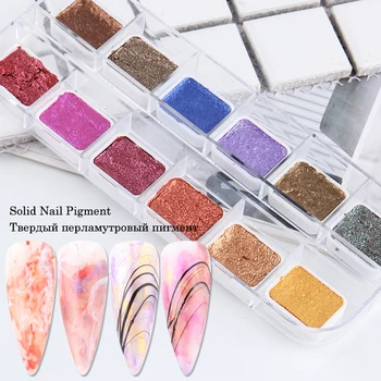 

6 color glitter pearl solid watercolor pigment metallic blue purple nail chrome pigment fashion set DIY manicure decoration
