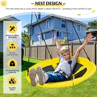 Babyjoy Outdoor 40" Nest Tree Swing Round Swing for Backyard Yellow/Navy  NP10047 2