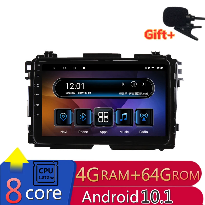 Автомагнитола 9 " 4 Гб ОЗУ 8 ядер Android DVD GPS навигация для Honda HR-V HRV XRV Vezel 2013 2014-2018 |