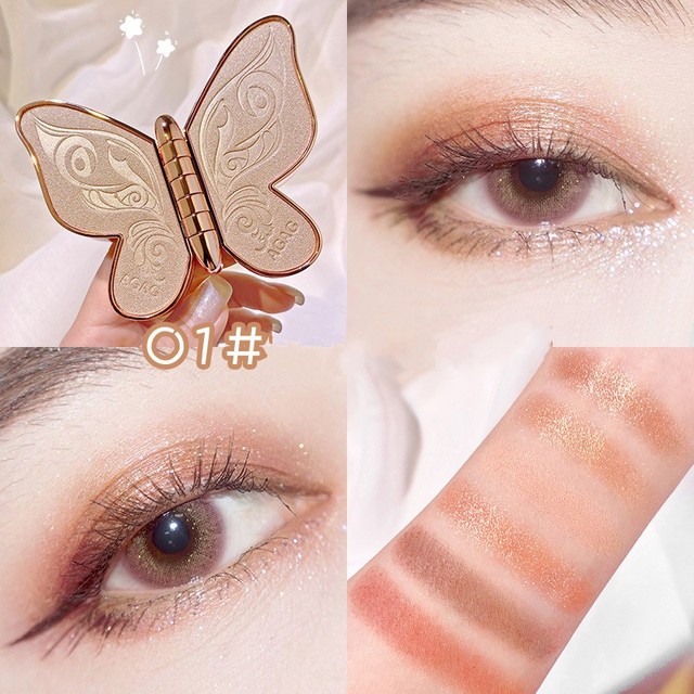 Butterfly Eyeshadow Pallete Matte Glitter Pearl Sequins Waterproof Lasting Color Rendering Eyeshadow Eyes Cosmetic