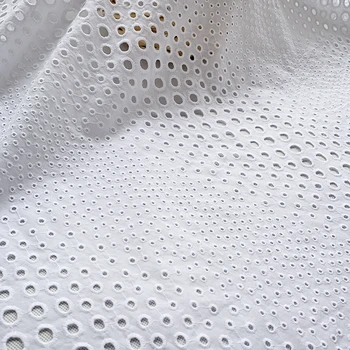 

New African White Cotton Voile Lace Fabric for Dress Apparel Tissue Lace, Eyelet Embroidery Swiss DIY Patchwork Fabric BL02