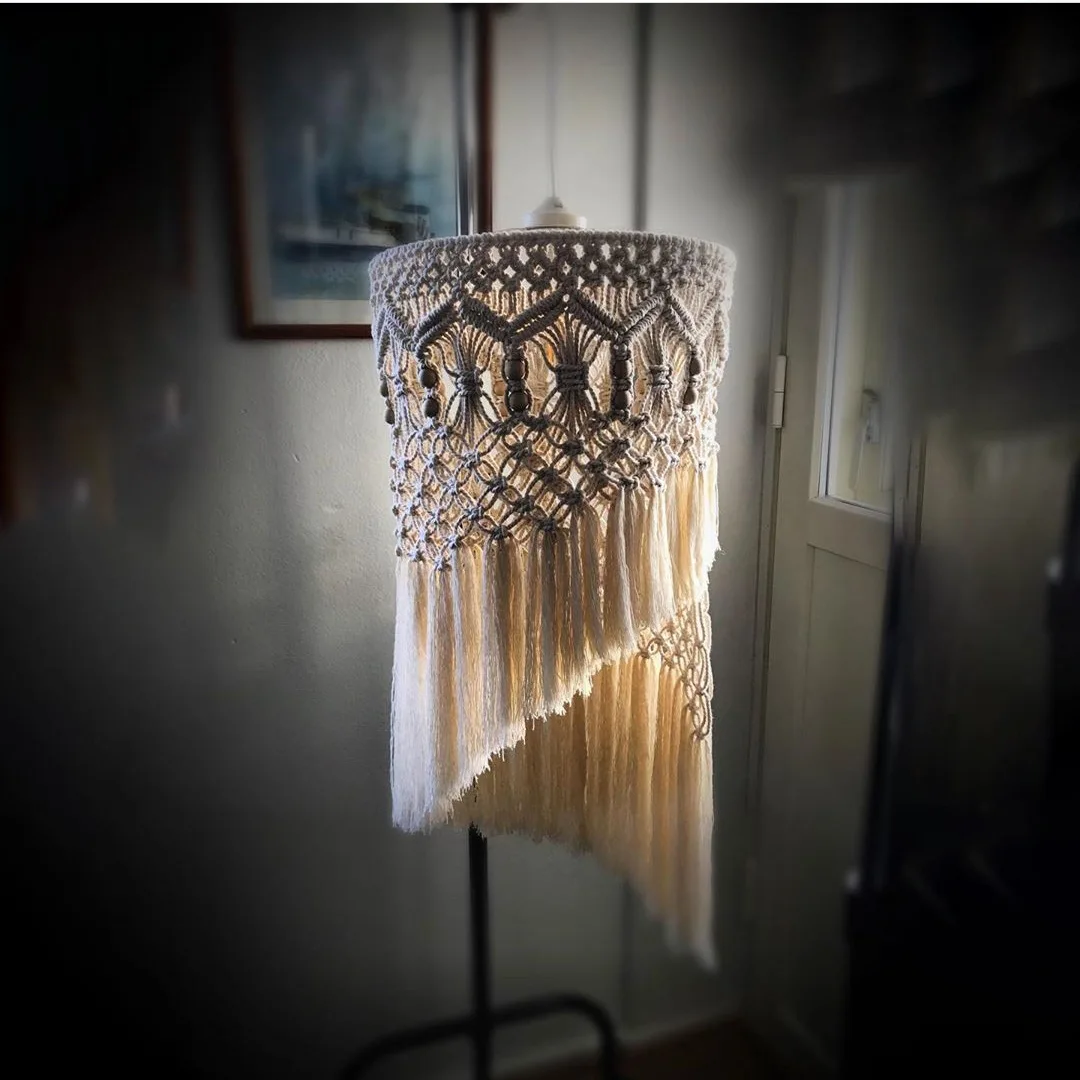 

Bohemian Style Hand-knitted Lampshade Tapestry Wall Hanging Lamp Room Coffee Restaurant Shop Decoration Lampshade Macrame Decor