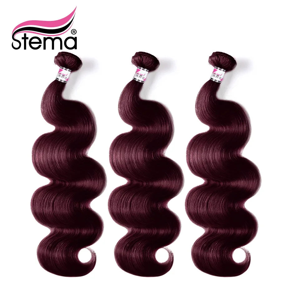 Stema бразильские волнистые волосы 99J человеческие волосы пряди с закрытием 3 пряди с 4x4 кружева закрытие Волосы remy расширение