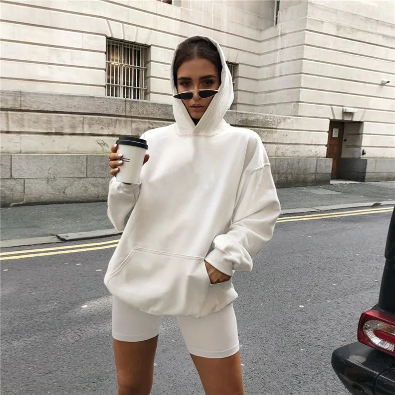 Biker Shorts Hoodies Sweatshirt Set 
