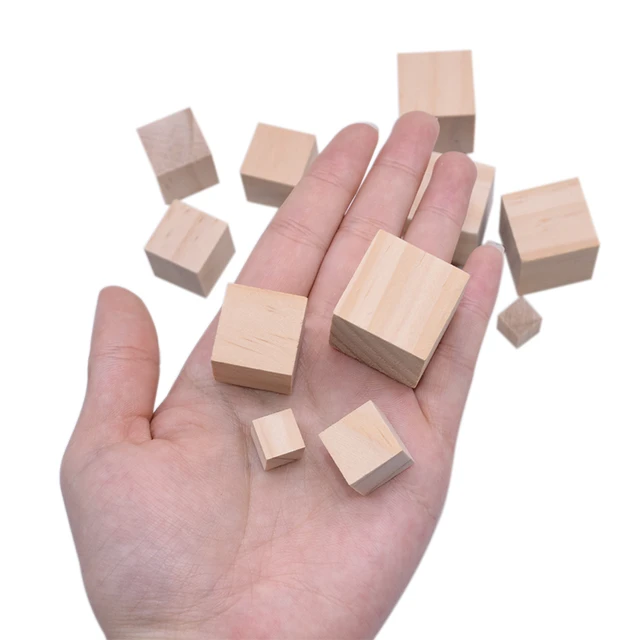 Wooden Cubes Unfinished Blank Square Wood Birch Blocks, for