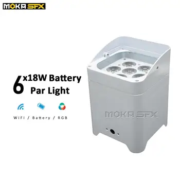 

4pcs Wifi LED Battery Par Lights 6*18W Wireless Up Lighting RGBWA 6 in 1 Wash light with iOS&Andorid Phone App Remote Control