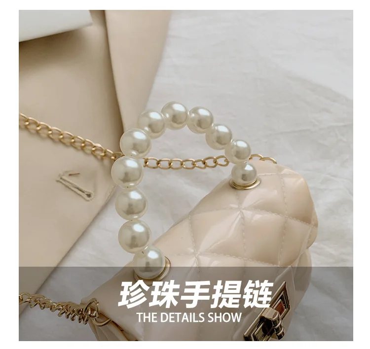 Dikaril Women Mini Handbag New Elegant Shoulder Messenger Portable Chain Bag Girl Cute Bag Pearl Crossbody Rhombus Small Bags