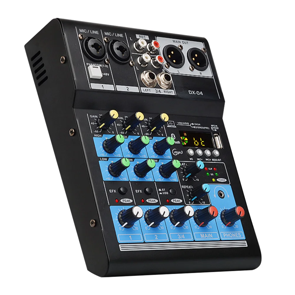 

KTV Stereo Audio Mixer Mixing Console USB Professional Karaoke DJ Sound Card Small 4 Channel Bluetooth Record Home Portable