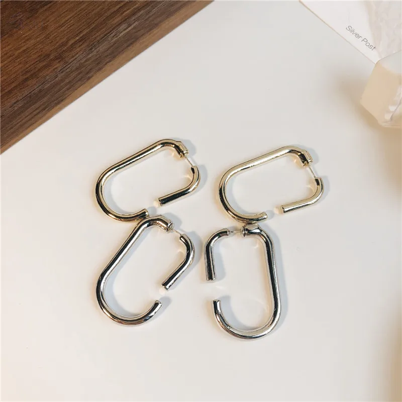 

AOMU Simple Metal Gold Silver Color Irregular Curved Geometry Stud Earrings for Women Birthday Gifts Party Jewelry Pendant