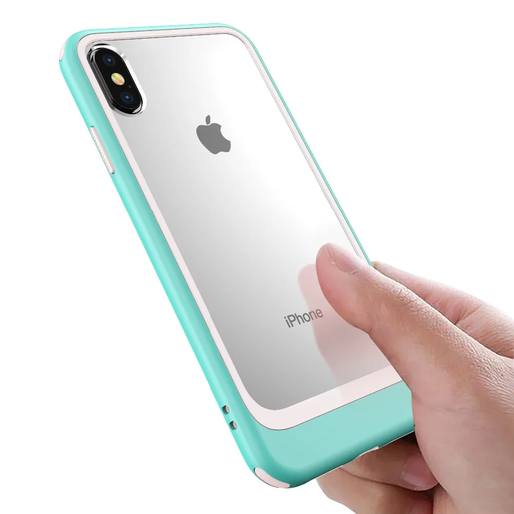 

Colorful Bumper Frame Phone Case For IPhone XR XS Max 7 8 Plus Super Clear Acrylic TPU 2 in 1 Armor Shockproof Transparent Cover