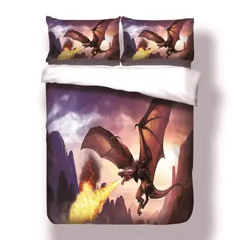 

3D Bedding Set Design Duvet Cover Sets King Queen Twin Size Dropshipping Dragon Fire 3pcs