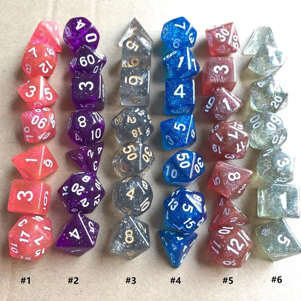 7 шт./компл. игральные кости DND набор многогранных игр TRPG непрозрачные и