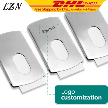 

LZN Business Card Holder Woman Man Vogue Thumb Slide Out Stainless Steel Name Card Holder Case Free Engraved Name/Contacts/Text