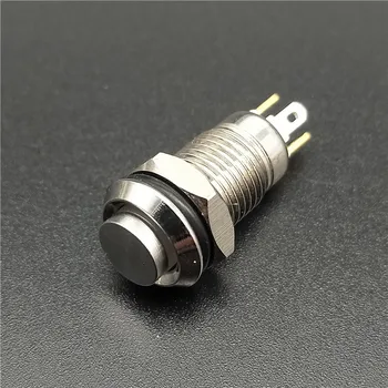

10Pcs Inching self-locking reset 8mm metal button switch, high flat head, two feet, four feet, tiny round shape with LED light