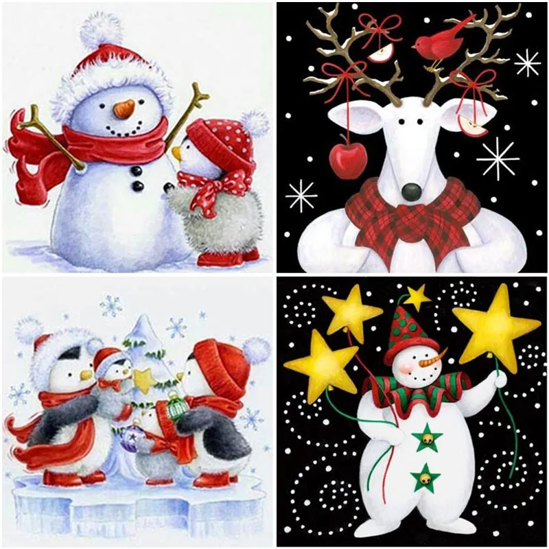 

Cartoon DIY 5D Diamond Painting Cross Stitch Santa Claus Diamond Embroidery Snowman Full Round Drill Mosaic Christmas Gift Decor