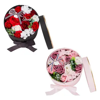 

Round Rose Soap Exquisite Workmanship Simple Atmosphere Gift Box Wedding Birthday Artificial Flower​ Valentines Day Gift