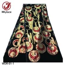 Milylace новейшая нигерийская Бархатная Ткань 5 ярдов блестящая мягкая бархатная ткань высокого качества для вечерних платьев WDR-01