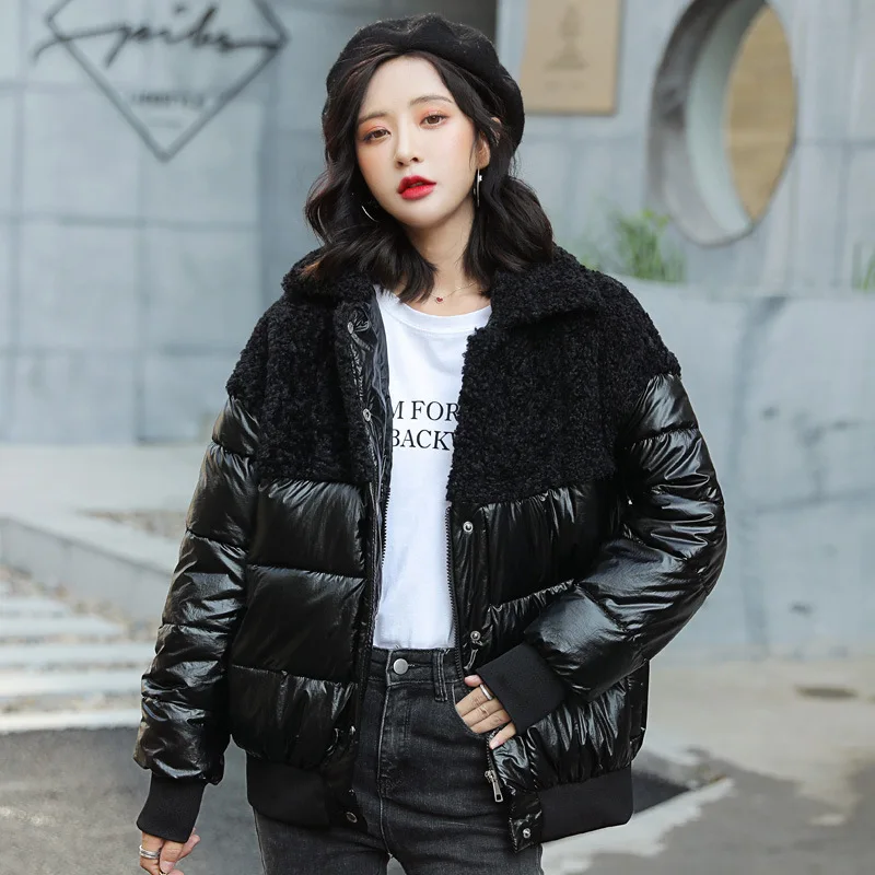 

2019 Winter New Products Korean-style ke li rong Joint Bright Surface down Cotton down Coat WOMEN'S Cotton Padded Clothing 88236