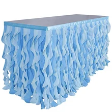 Разноцветная синяя юбка для стола, гофрированная юбка для стола, прямоугольная или круглая юбка для стола, ива, юбка для стола, для дня рождения, свадьбы, Banq