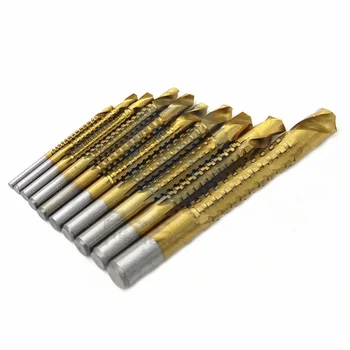

3-13mm 10pcs High Speed Steel Plated Titanium Saw Drill Bit Set Sawtooth Wood Plate Reaming Slot Woodworking Hole Drill Set