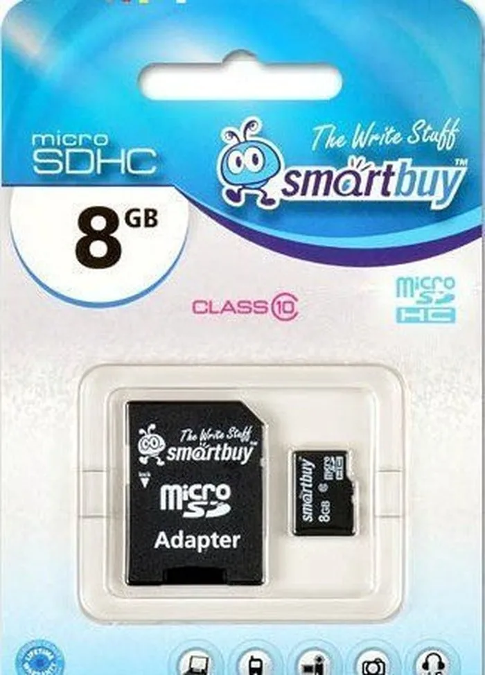 Карта флэш-памяти MicroSD 8 Гб Smart Buy +SD адаптер (class 10) | Компьютеры и офис