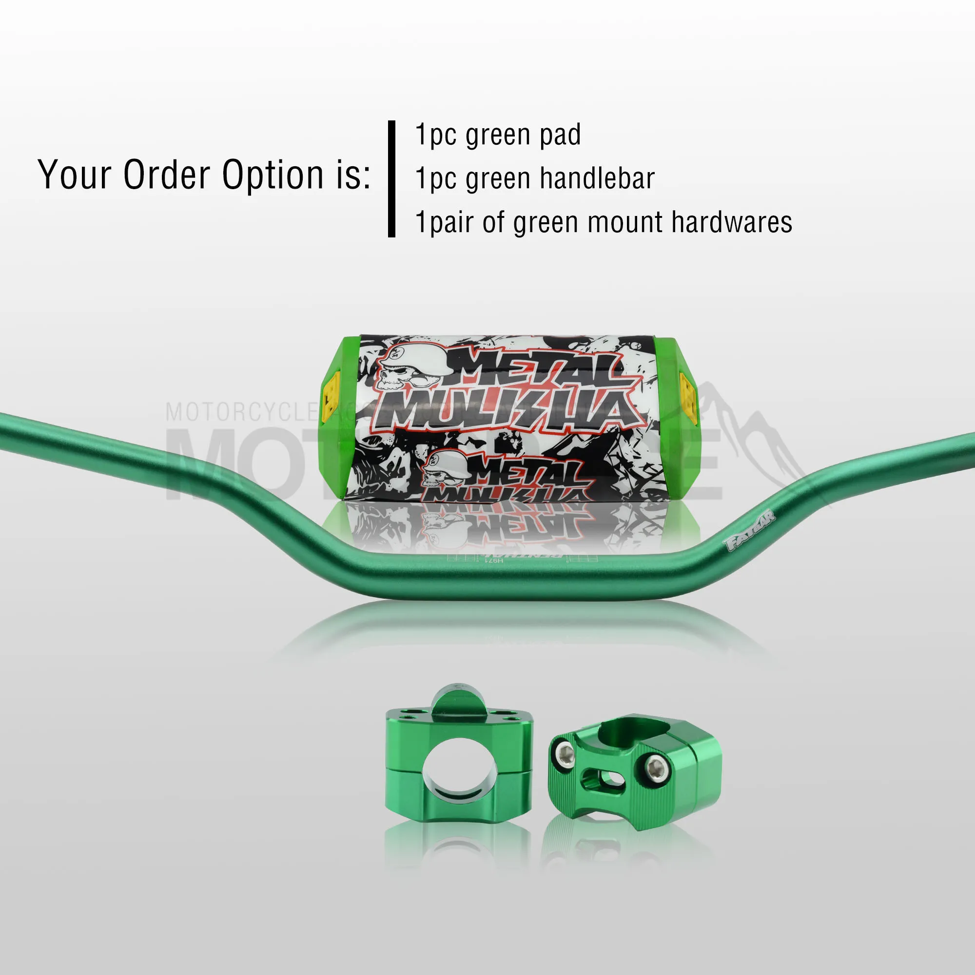 Green Combo3 Руль для Pro Taper Pack Bar 1-1/" Renthal Fatbar Колодки Ручки Pit Pro Racing Dirt Pit Bike мотоцикл с адаптер cnc - Цвет: Green Combo3