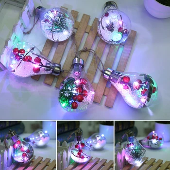

Party Hanging Led Glass Ornaments Christmas Balls Outdoor Night Transparent Home Patio