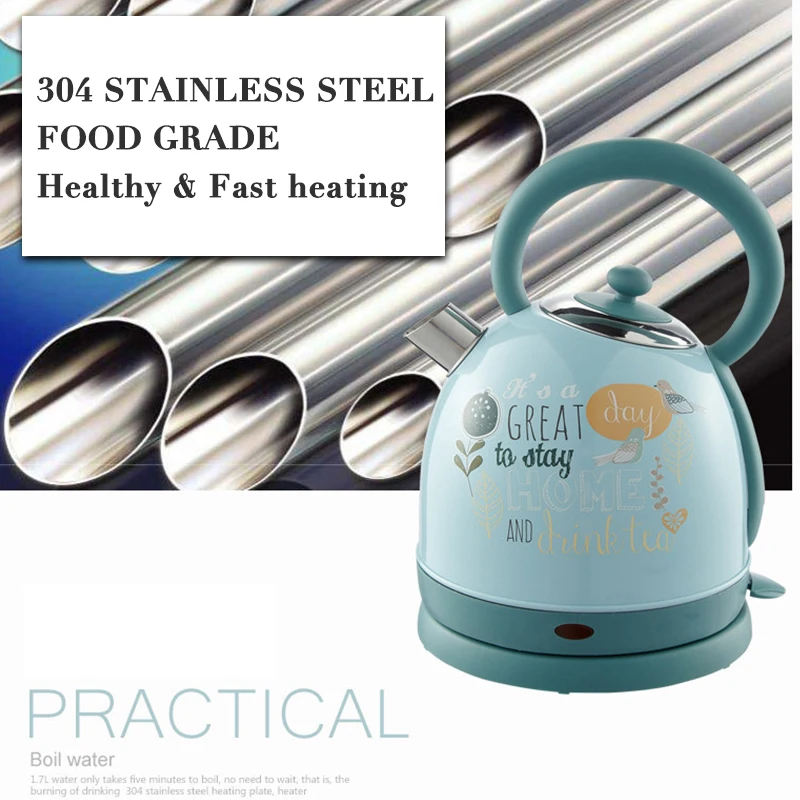 Vintage British style Electric Kettle 304 Stainless Steel Quick