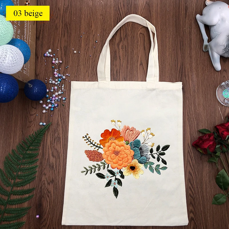 Shop WADORN DIY Canvas Bag Embroidery Kit with Flower Pattern for