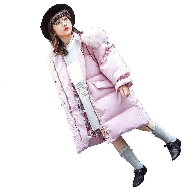 US $117.00 In The Big Boy Girls In The Long Down Jacket New Large Tong Long Warm Jacket Thickness