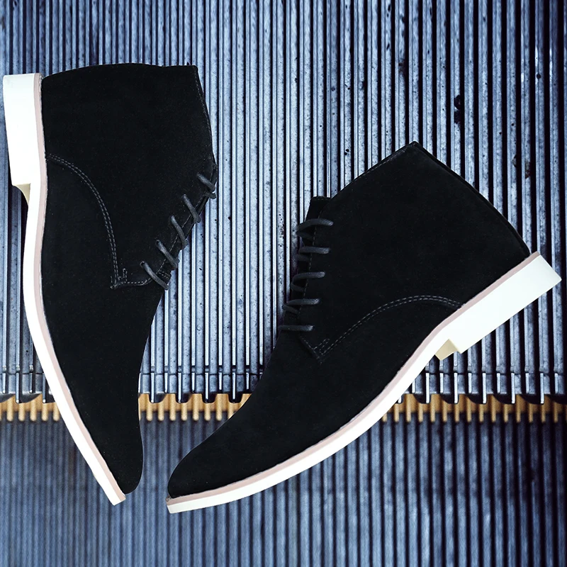 Men Boots Fashion Comfortable spring Autumn Lace-up Casual Ankle Rubber Boots male Shoes hombre Sapatilha Black Blue Yellow 742