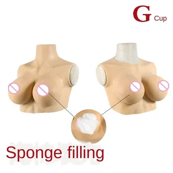 

Silicone Breast Chest for a Women's Costume Silica Gel Turtleneck G Cup Fake Breasts Sponge Filled Chest Women Lingerie
