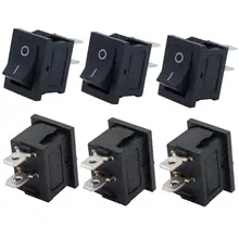 5 sztuk czarny przycisk Mini przełącznik ON-OFF 6A-10A 250V KCD1-101 2Pin Snap-in On/wyłącznik kołyskowy 21*15MM przełączniki zasilania