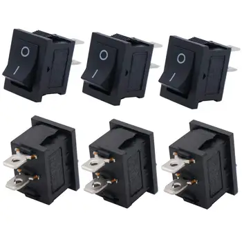

5PCS Black Push Button Mini Switch ON-OFF 6A-10A 250V KCD1-101 2Pin Snap-in On/Off Rocker Switch 21*15MM Power Button Switchs