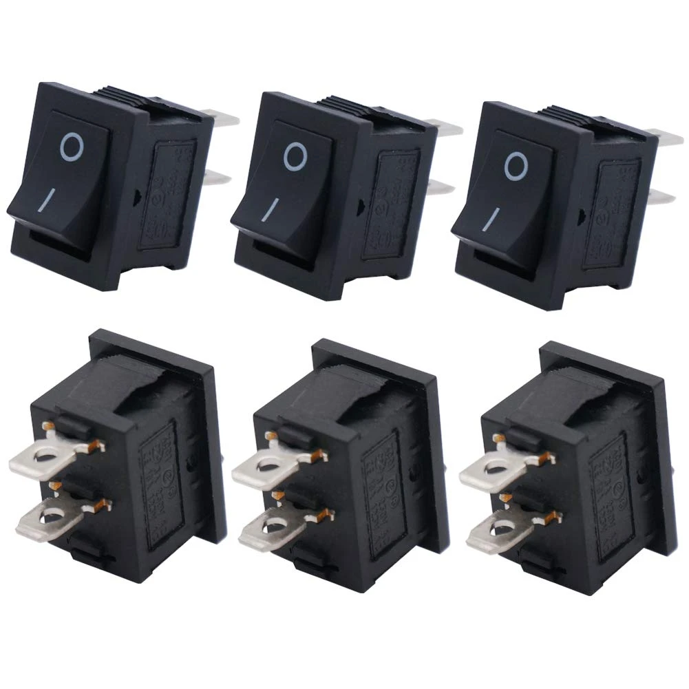 5PCS Push Button Mini Switch 6A-10A 250V 2 Pin Snap-in On/Off Rocker Switch