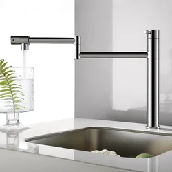 Tuqiu Foldable Kitchen Faucet Hot and Cold Sink Faucet Tap 360 Degree Chrome Kithchen Mixer Brass Material Deck Mounted