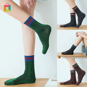 

Winter ladies men's socks cotton striped socks Christmas fashion warm casual tide socks Harajuku Christmas gifts Glittery